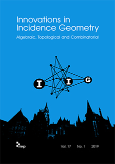 Innovations in Incidence Geometry — Algebraic, Topological and Combinatorial Logo